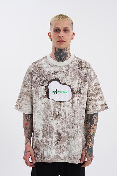 Machinist Macstar Broken Wall Printed - Ανδρικό μπλουζάκι Oversize Grey