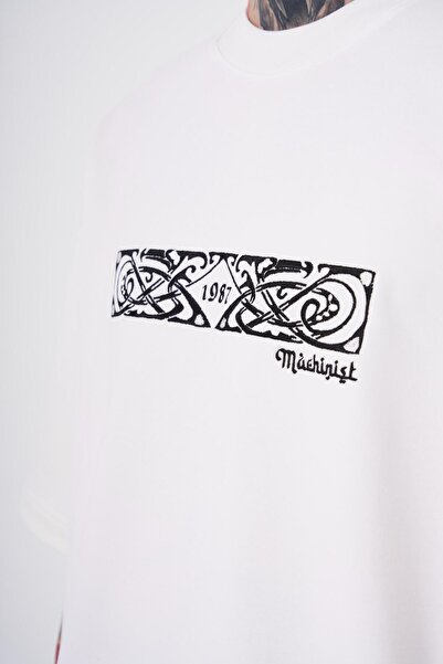 Machinist Етнічний принт Чоловічий оверсайз Екрю футболка