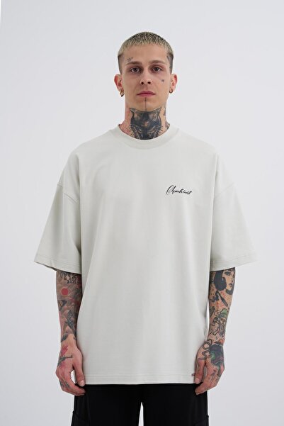 Machinist Tricou supradimensionat gri pentru bărbați - Imprimat cu păsări