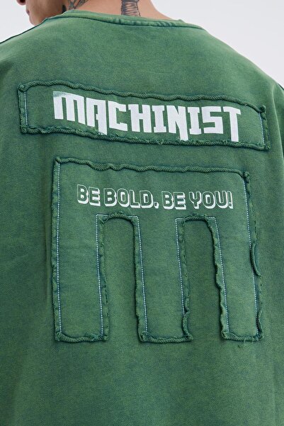 Machinist Ανδρικό μπλουζάκι Oversize Petrol Green - Be Bold Be You Must Be Washed