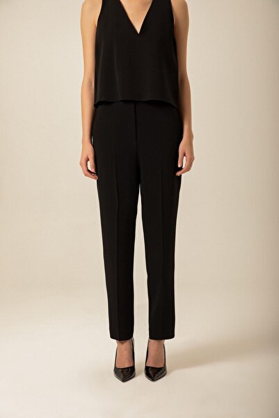 rue Krep Dokulu Geniş Kesim Siyah Pantolon