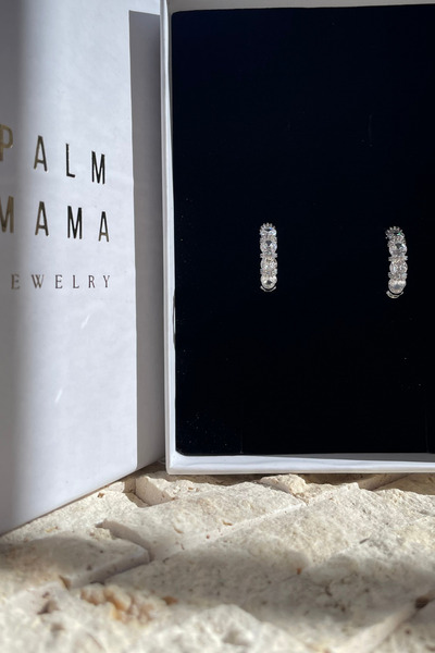 PALMMAMA Gümüş Zirkon Taşlı Şık Halka Küpe