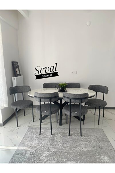 SEVAL AKSESUAR Marmo Örümcek Masa + Tedy Sandalye Takımı