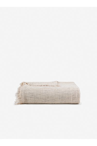Barine Haze Ecru/Black Cotton Bedspread - 240X260