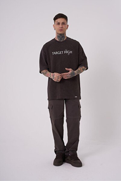 Machinist Ανδρικό μπλουζάκι χωρίς παζέτες με στάμπα, καφέ, συννεφιασμένο