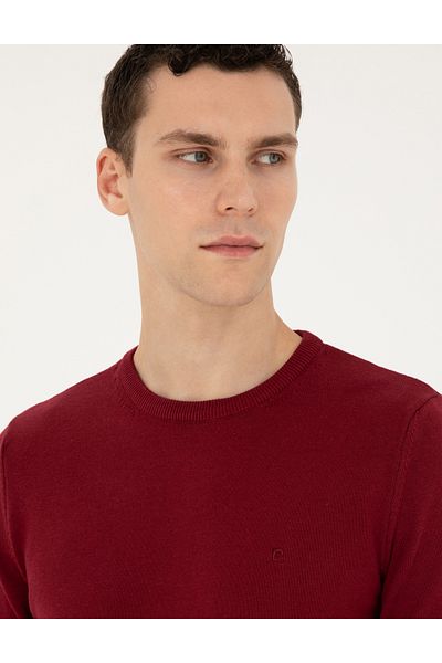 Pierre Cardin Crew Neck Cherry Slim Fit Knitwear Sweater - 50296575 -Vr223
