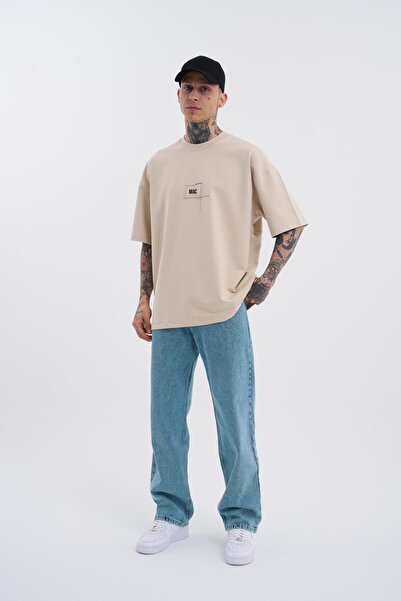 Machinist Tricou oversize bej pentru bărbați cu imprimeu Eternity