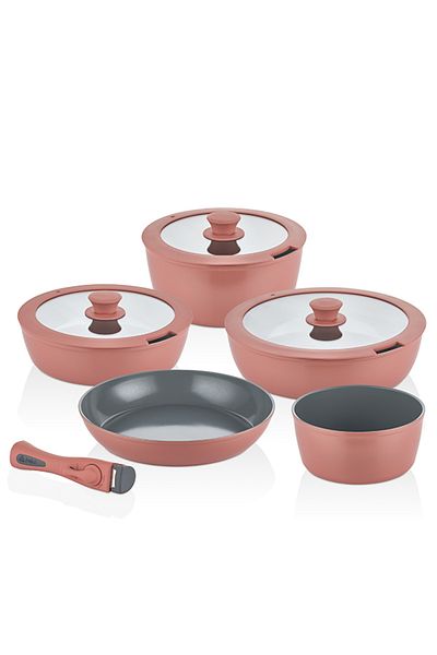 FALEZ Auris X Large 9 Piece Peach Pot Set