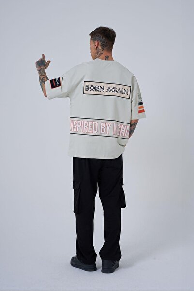 Machinist Ανδρικό μπλουζάκι Inspired By Machinist Printed Oversize Grey T-shirt