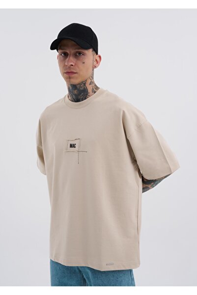 Machinist Tricou oversize bej pentru bărbați cu imprimeu Eternity