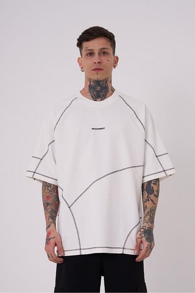 Machinist Ανδρική Stradie Stitch Detail Oversize T-Shirt εκρού