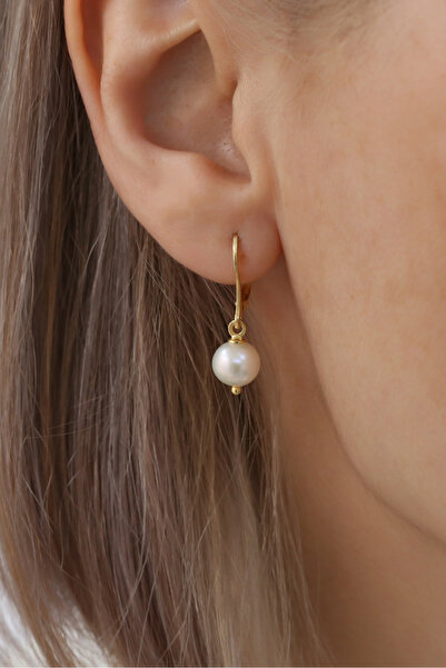 Nox Jewelry 925 Ayar Gümüş Gerçek Ve Doğal Tatlısu Incisi Küpe Çap:8mm - Ep00100