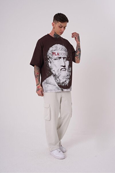 Machinist Ανδρικό μπλουζάκι Premium Platon Oversize καφέ