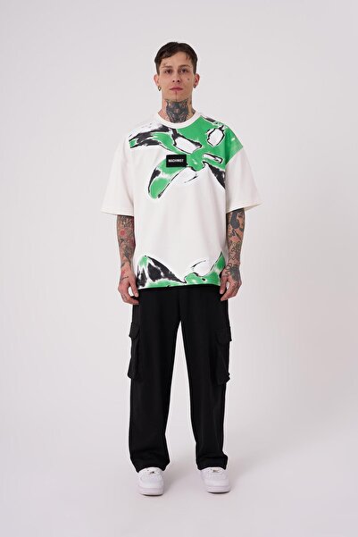 Machinist Ανδρικό μπλουζάκι εκρού με στάμπα Lotus Flower