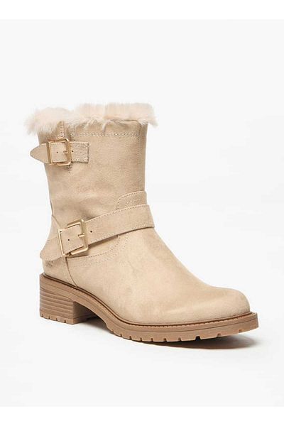 Lee Cooper Women's Solid High Shaft Boots with Faux Fur Detail