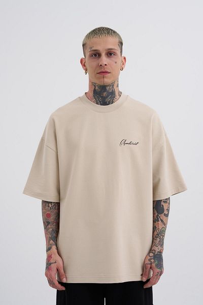 Machinist Tricou oversize pentru bărbați, bej, cu imprimeu cu păsări