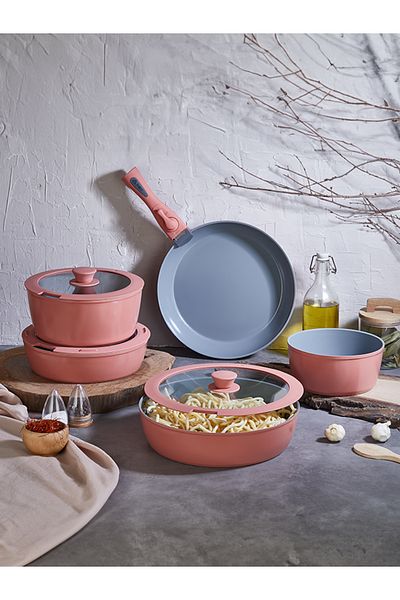 FALEZ Auris X Large 9 Piece Peach Pot Set