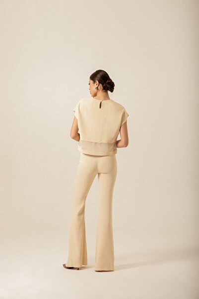 rue High Waist Spanish Leg Ecru Trousers