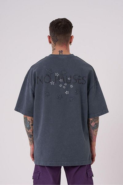 Machinist Ανδρικό μπλουζάκι No Pouses με στάμπα Oversize Ghost Cloudy