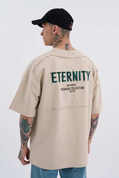 Machinist Tricou oversize bej pentru bărbați cu imprimeu Eternity