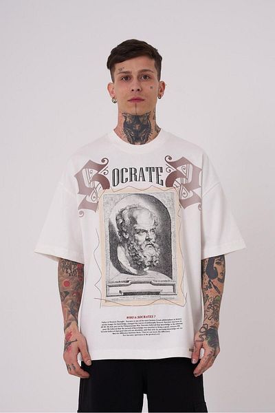 Machinist Ανδρικό μπλουζάκι Premium Death of Socrates Oversize εκρού