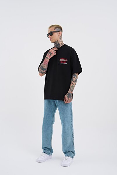 Machinist Ανδρικό Raw Crossbreed Λεπτομερές Oversize Μαύρο T-Shirt