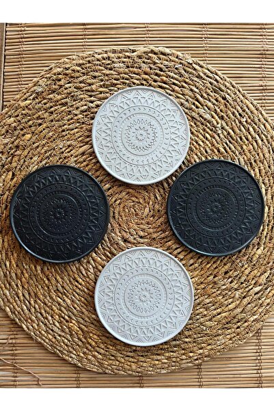 Ueex Home Vıvasto - قاعدة أكواب خرسانية باللونين الفحمي والرمادي مكونة من 4 ق...