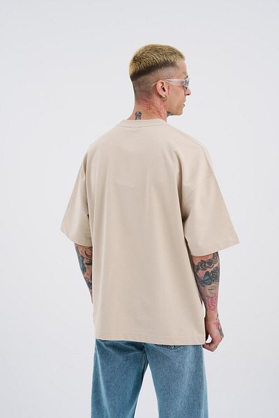 Machinist Ανδρικό μπλουζάκι Raw Crossbreed Λεπτομερές Oversize ανοιχτό μπεζ