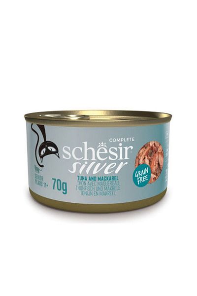 Schesir Silver Senior Tuna And Mackerel in Broth Canned Cat Food - 70 g