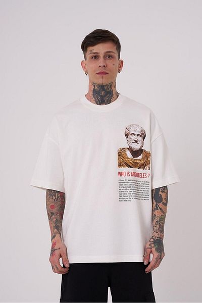 Machinist Ανδρικό μπλουζάκι Premium Aristotales High Printed Oversize Ecru