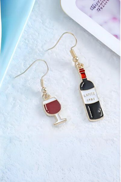 ELMATOLYE Unisex Wine Bottle and Goblet Design Minimal Figure Earrings