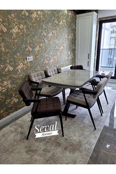 SEVAL AKSESUAR Lagina Gold Açılır Masa + Klas Sandalye Takımı