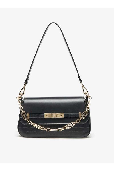 ELLE Monogram Embossed Satchel Bag with Button Closure