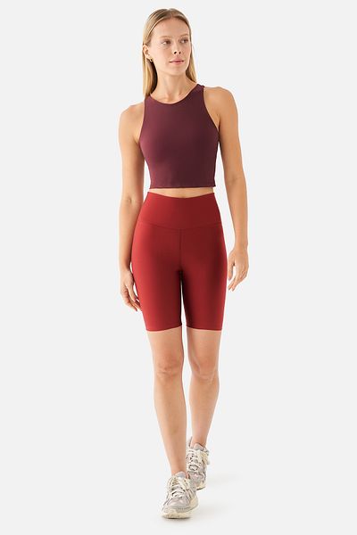 Superstacy Violet Biker Claret Red Sports Leggings