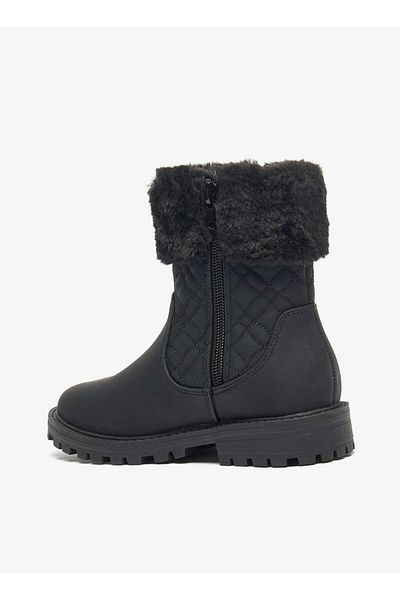 Little Missy Plush Detail Ankle Boots with Zip Closure