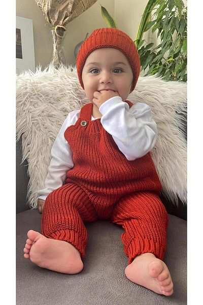 MİNİKO KİDS Baby Hat Kit 2-Piece Salopette Jumpsuit