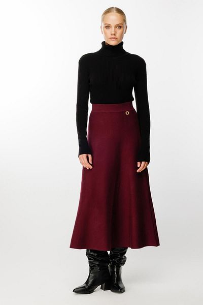 Ghisa Burgundy Knitwear Skirt