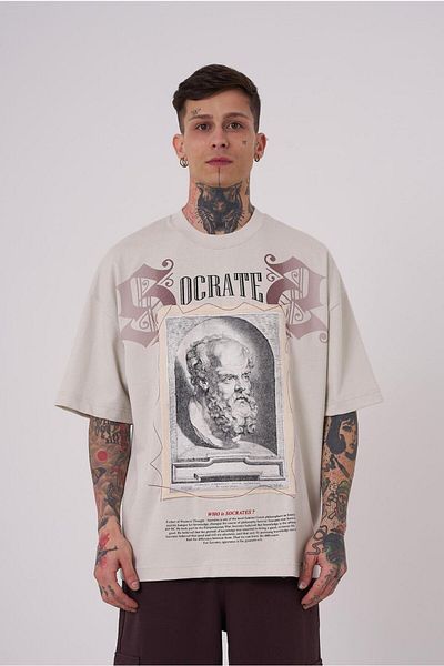 Machinist Tricou gri oversize pentru bărbați Premium Death Of Socrates