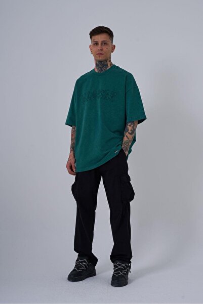 Machinist Ανδρικό μπλουζάκι Petrol Green Oversize Cloudy - Original Yakimli