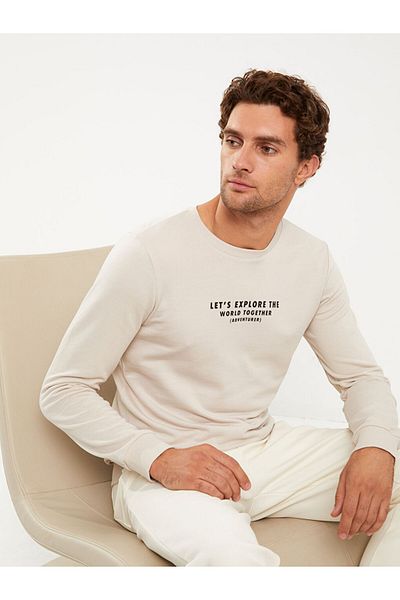 LC Waikiki Ανδρικό φούτερ - Crew Neck, Μακρυμάνικο, εμπριμέ