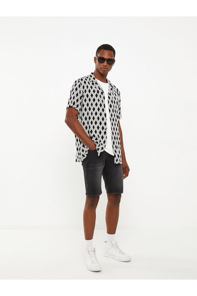 LC Waikiki Ανδρικό πουκάμισο με κοντό μανίκι με κανονική εφαρμογή βισκόζης