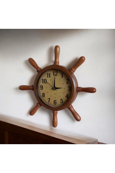 Bahat Walnut Antique Wooden Sailor Sailor Rudder Wall Clock Diameter 36 cm