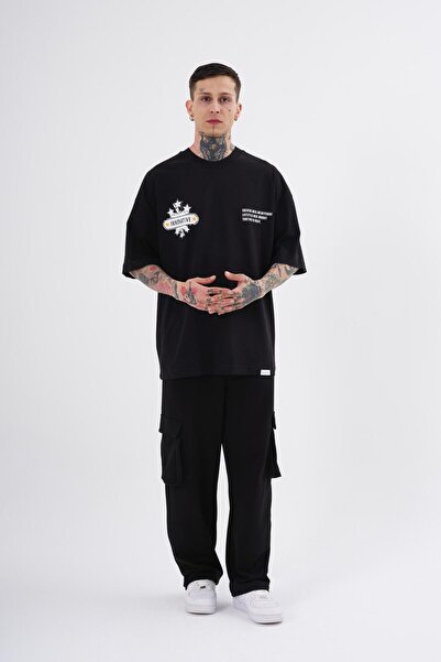 Machinist Ανδρικό μπλουζάκι με μίνιμαλ υφή με στάμπα μαύρο