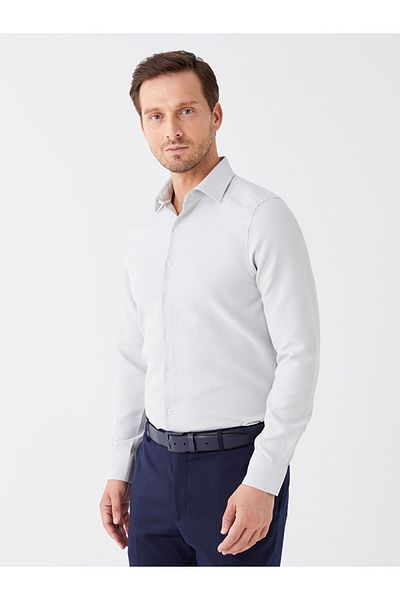 LC Waikiki Pánská košile - Slim Fit, Dlouhý rukáv, Dobby