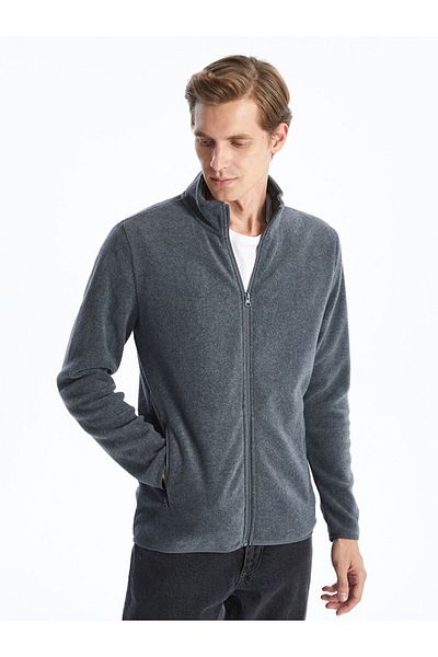 LC Waikiki Lcwaikiki Classic Stand Collar Long Sleeve Fleece Men's Zippered Sweatshirt