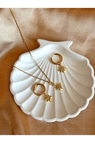 Nour Co North Star Necklace Earring Set