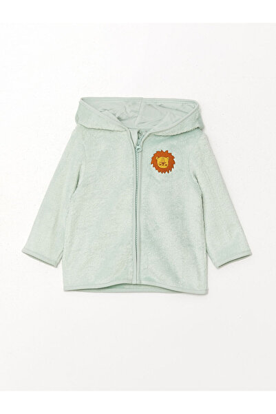 LC Waikiki Kapüşonlu Uzun Kollu Baskılı Erkek Bebek Hırka ve Pantolon 2'li Takım