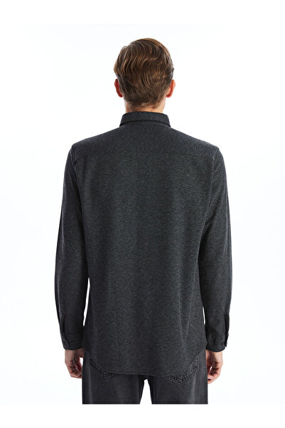 LC Waikiki Lcwaikiki Classic Black Regular Fit Long Sleeve Dobby Men's Shirt