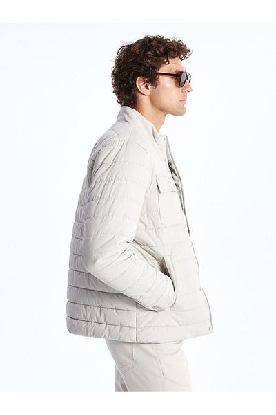 LC Waikiki Men's Puffer Jacket - Standard Fit, Stand Collar