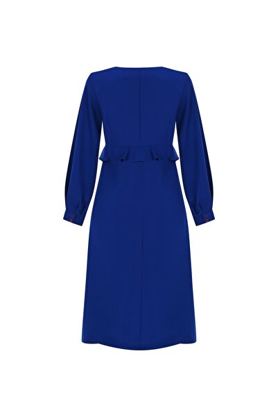 FARREN Kadın Mavi Uzun Kollu Elbise – Kat Kat Etekli, Akışkan Ve Feminen Stil | Frn Line